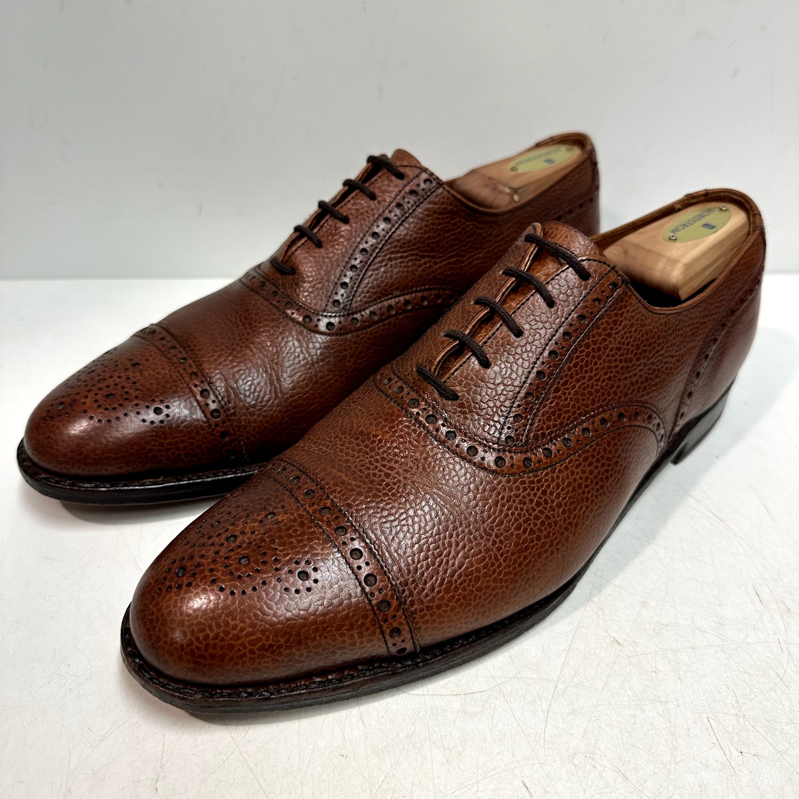 New Heels Tricker's Brown Scotch Grain Oxford Bal Bench Made In England Us 10 D